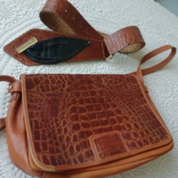Torbica in pas iz naravnega usnja