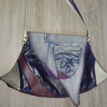 Torbica, kombinacija jeansa in usnja dolžina spodaj 47 cm