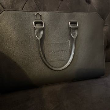 Usnjena poslovna torba Emporio Armani