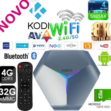 Android 11 box A95XF4 4/32GB Kodi 21 predvajalnik 8K, AV1 S905X4 RGB
