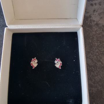 Dekliški srebrni uhani unicorn