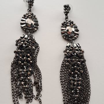 Uhani viseči v antracitni barvi