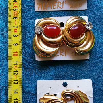 Veliki elegantni vintage uhani v zlati barvi s kristali na klip