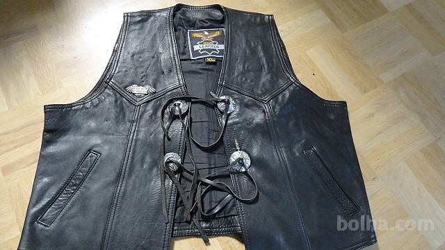 VINTAGE - USNJEN BREZROKAVNIK ŠT.XL