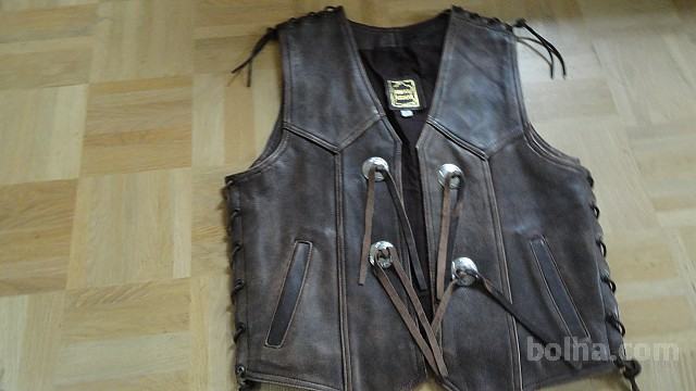 VINTAGE USNJEN MOTORISTIČEN BREZROKAVNIK ŠT.S