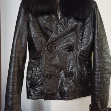 Usnjena črna jakna Phard s snemljivim ovratnikom XS-S