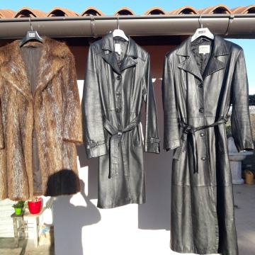 ženski plašč krznen in usnjen