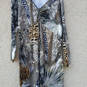 IMAGINI RJAVO ČRNA OBLEKA L/XL