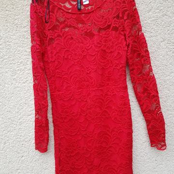 NOVA RDEČA ČIPKASTA OBLEKA  H&M 40