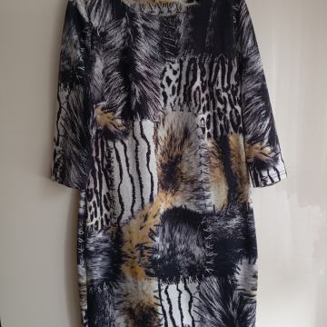 SWEET MISS ČRNO PISANA ELEGANTNA OBLEKA M /L