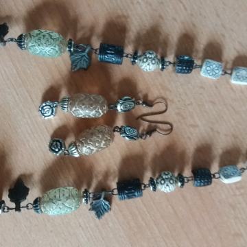 Komplet verižica in uhani - unikat