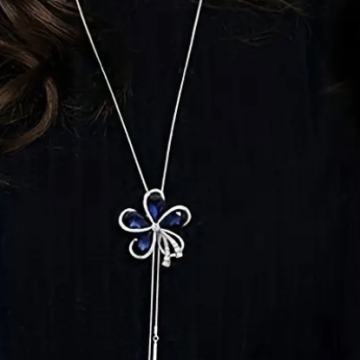 Lepa VERIŽICA SilverLuck z bleščečim cvetom v temno modri barvi - NOVO