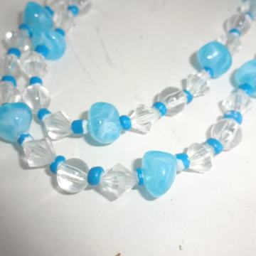 Verižica 145 cm, kombinacija modre in prozorne