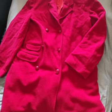 Volnen rdeč zimski plašč xl