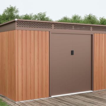 Vrtna kovinska hiška-uta-lopa 9,15 m2 - 3,4m x 2,69 m – RJAVA