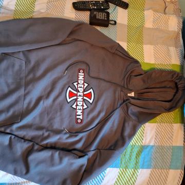 Hoodie s kapuco sivo/zelena št.XL