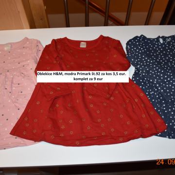 Dekliška oblačila od št. 80 do 104