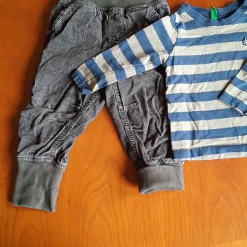 žametne hlače H&M št. 86/12-18m, zraven podarim majčko Benetton