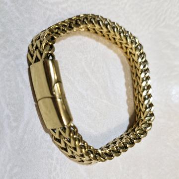 Masivna zapestnica iz nerjavečega jekla v zlati barvi