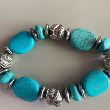 Vintage elastična zapestnica s turkizom