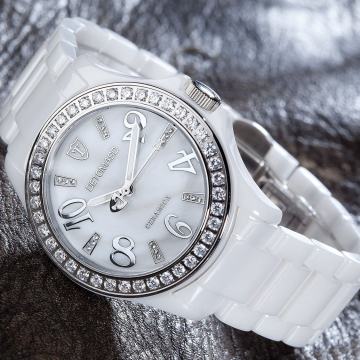 Detomaso Ceramica ženska BELA ura, safirno steklo, Swarowski