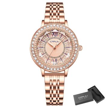 Ženska ročna ura CRRJU Diamond Rose Gold