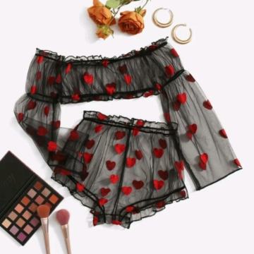 Set spodnje perilo, erotično, srčki, seksi