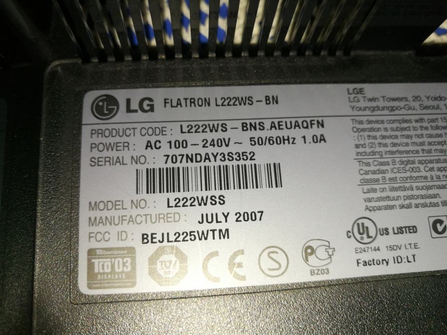 LG FLATRON monitor matična plošča in stojalo