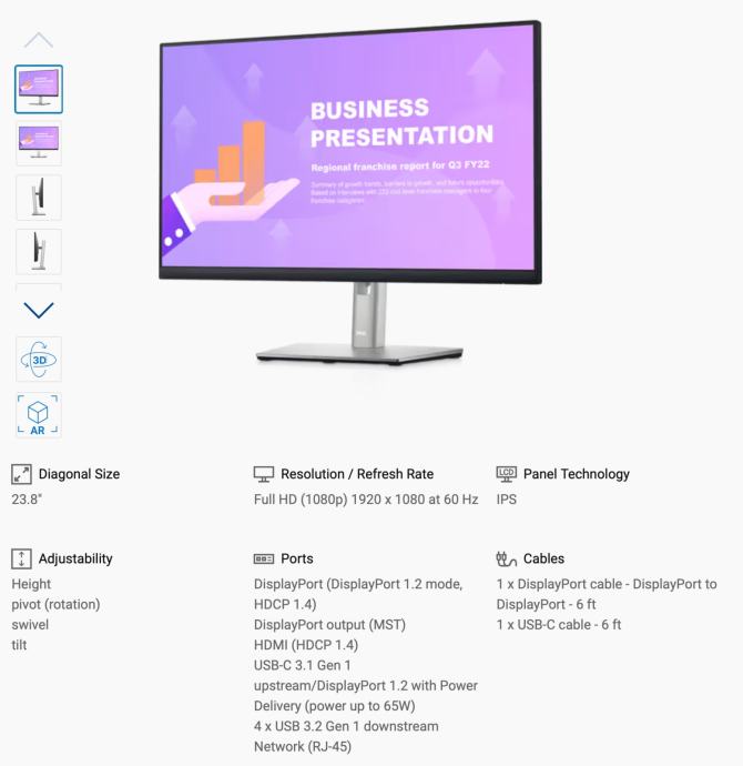 SCOPRI LE OFFERTE ONLINE SU DELL P Series Monitor 24 USB-C Hub - P2422HE [ DELL-P2422HE