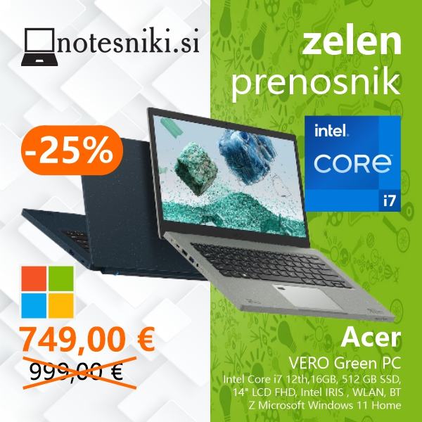 Prenosnik Acer Aspire Vero “Green PC” – AKCIJA z i7!