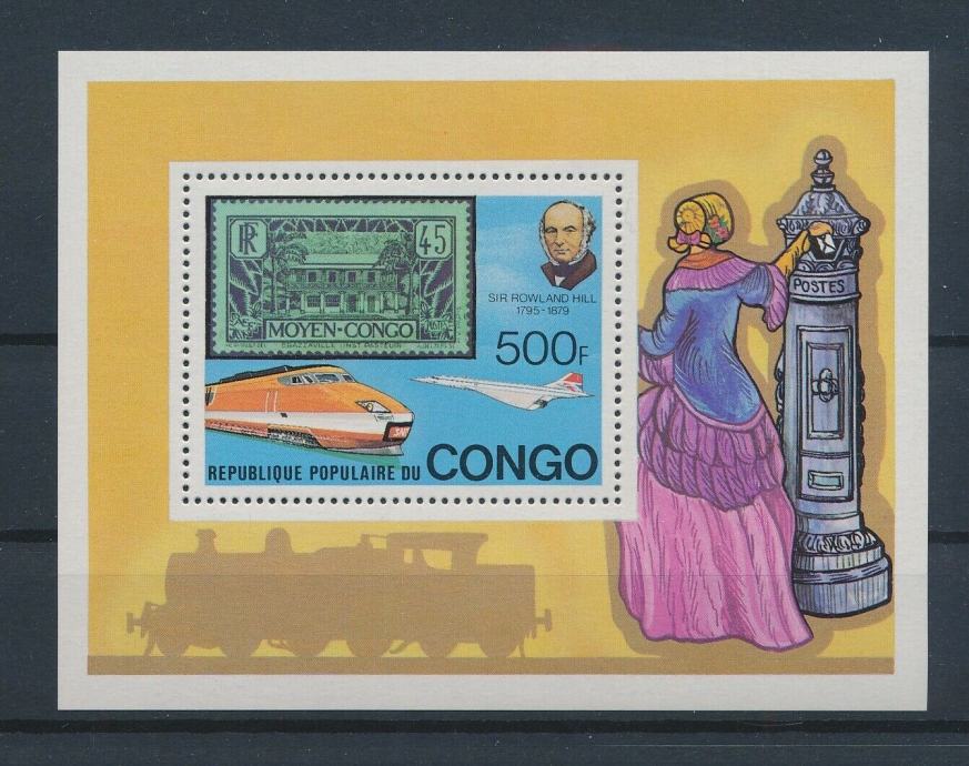 Kongo 1979 Hill 100 let znamk železnica blok MNH**