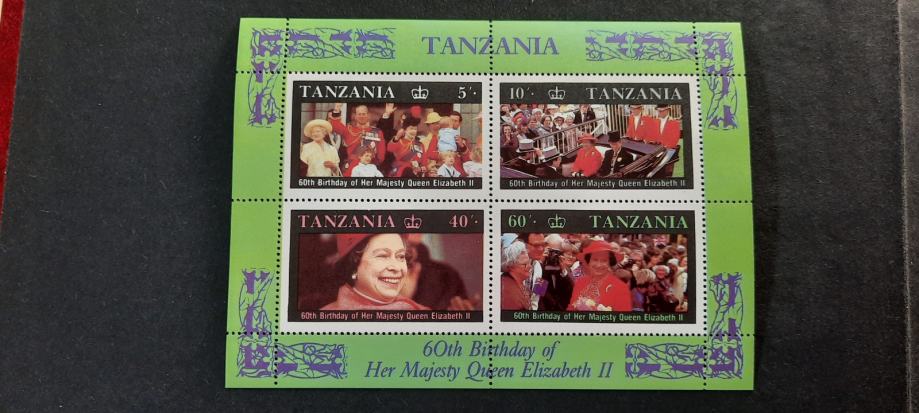 kraljica Elizabeth II - Tanzanija 1987 - Mi B 64 - blok, čist (Rafl01)