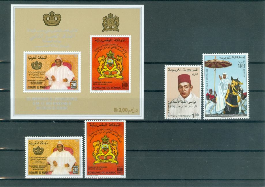 Maroko 1969/86, kralj Hasan II. blok in 2 seriji MNH**