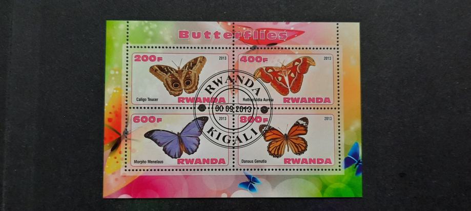 metulji (II) - Ruanda 2013 - blok 4 znamk, žigosan (Rafl01)