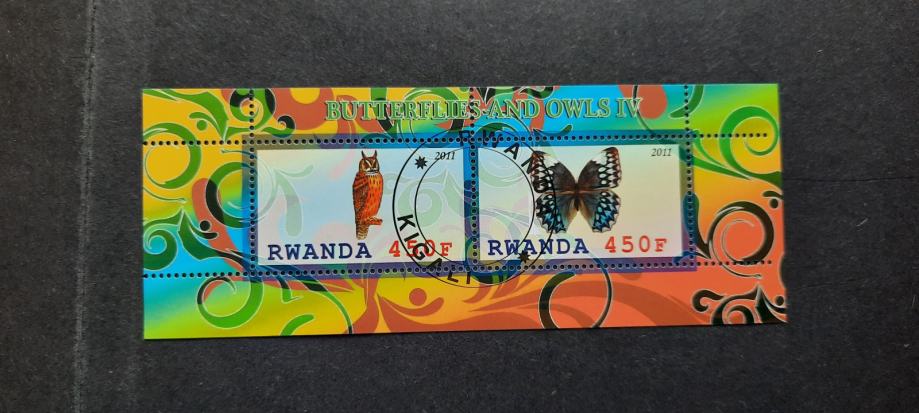 sove & metulji (IV) - Ruanda 2011 - blok 2 znamk, žigosan (Rafl01)