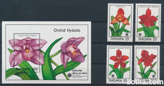 Tanzanija 1990 flora serija in blok MNH**
