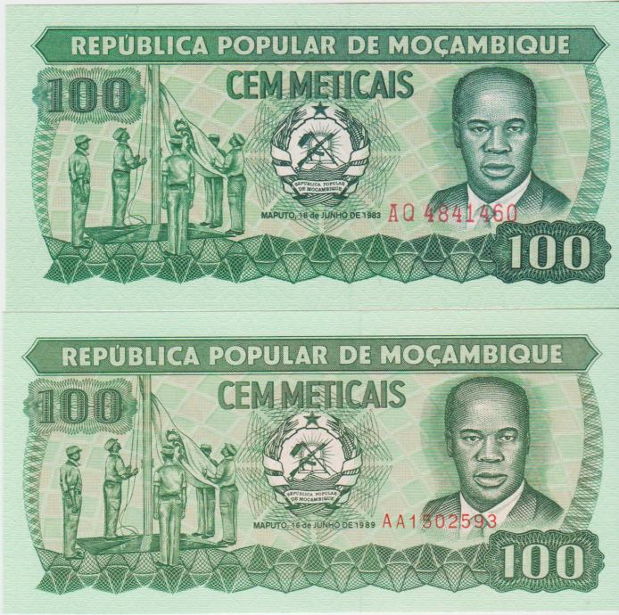BANKOVEC 100-1983,1989 METICAIS (MOZAMBIK MOCAMBIQUE) UNC