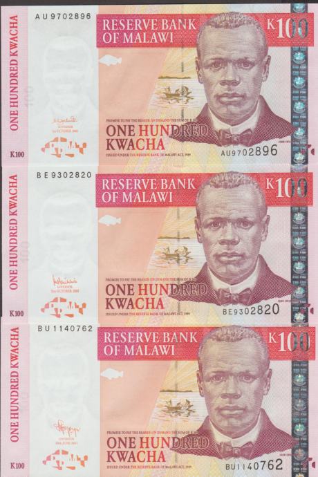 BANKOVEC ŠE 100-2003,2005 KWACH P46c,P54c (MALAWI) UNC