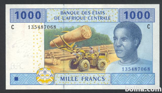 Centralno-afriške države, ČAD, 1000 frankov, 2002, UNC