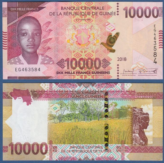 GVINEJA  10.000 frankov  2018 UNC