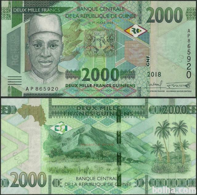 GVINEJA, 2000 frankov, 2018 / 2019 , UNC
