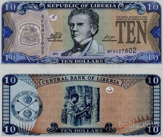 LIBERIJA - 10 dollars 2011 UNC