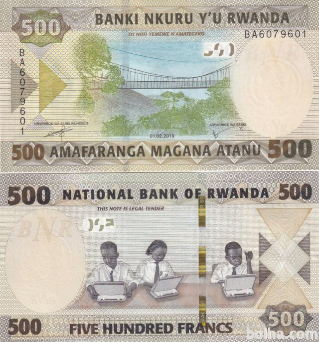 RUANDA, 500 frankov, 1.2.2019, UNC