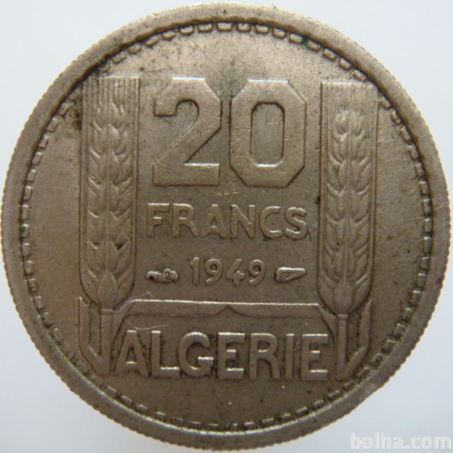 Alžirija 20 Francs 1949 XF