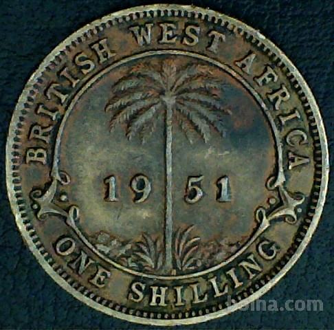 LaZooRo: Britanska zahodna Afrika 1 Shilling 1951 KN VF/XF