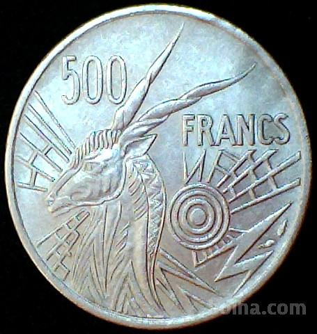 Centralna Afrika Gabon 500 Frankov Francs 1977 D