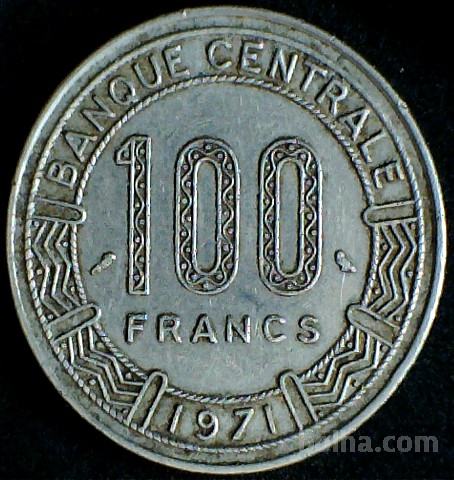 Gabon 100 Frankov 1971