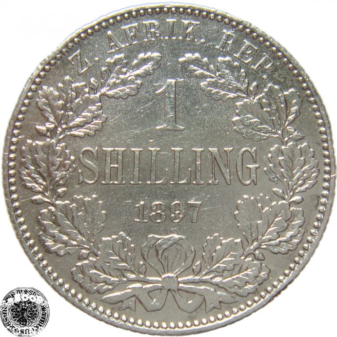 LaZooRo: Južna Afrika 1 Shilling 1897 XF redkejši b - Srebro