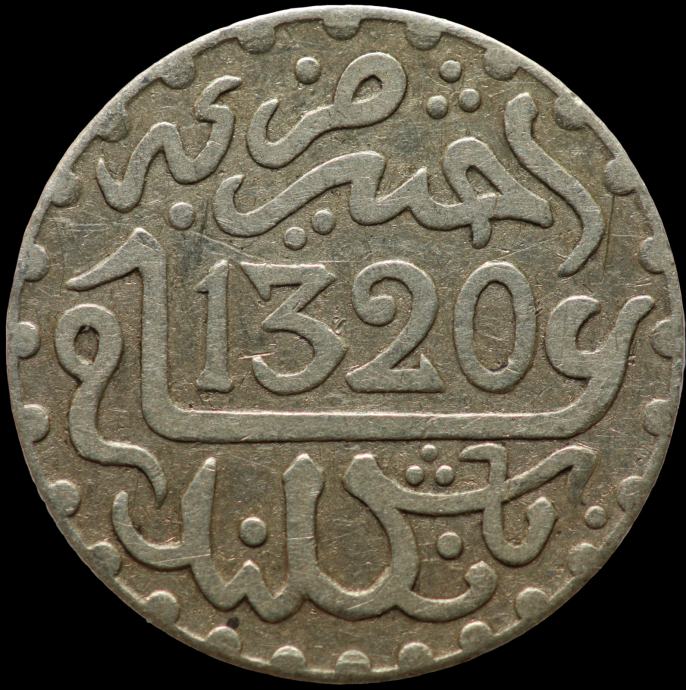 LaZooRo: Maroko 1/2 Dirham 1903 VF / XF - srebro