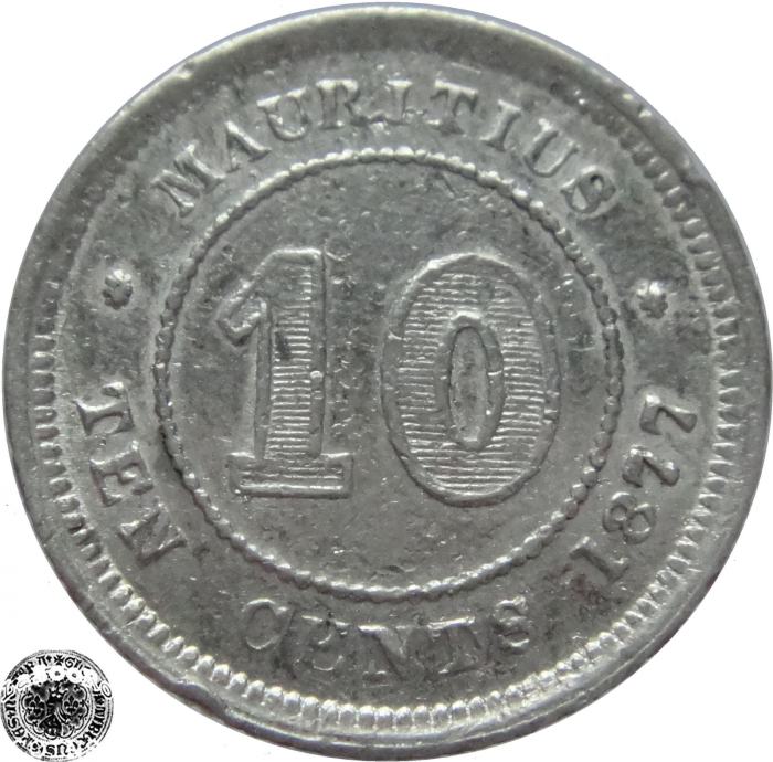 LaZooRo: Mavricij 10 Cents 1877 VF - Srebro